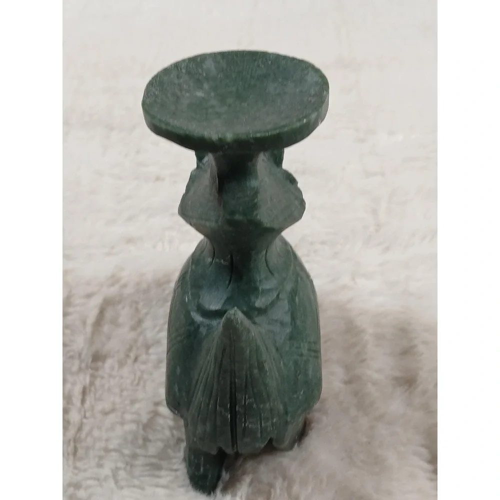 Vintage Chinese Hand-Carved Green Stone Dragon Turtle Candle Holder /‎ Incens